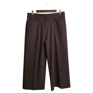 Karen Kane Mid-Rise Wide Leg Cropped Pants In Brown Sz 10